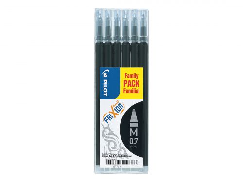 Pilot Refill for FriXion Ball/Clicker Pens 0.7mm Tip Black (Pack 6) - 4902505525612 Refill Ink & Cartridges 75720PT