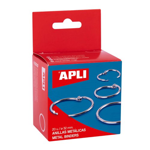 APLI Large High Capacity Steel Binding Rings, 32mm Box of 20 - 00453