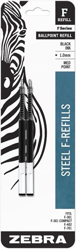 Zebra F-Refills 1mm - Card 2 Black 