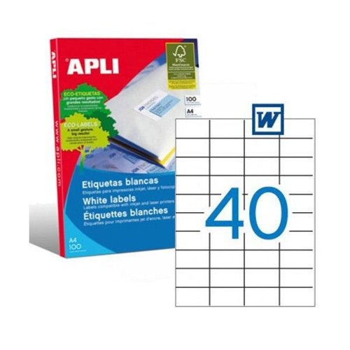 APLI A4 FSC Heavy Duty Multipurpose Labels 40 Per Sheet 52.5 x 29.7mm 100 Sheets