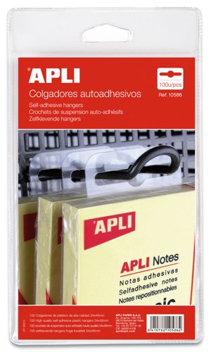 APLI Self Adhesive Plastic Eurohook Hangers,100 units, 25 Sheets, 4 Per Sheet