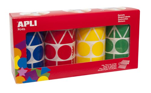 APLI Educational Geometric FSC Labels on Roll, 4 Shapes 5438 Labels 