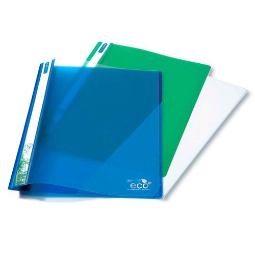 Rapesco ECO A4 Biodegradable Report Files. Internal 2 Hole prong mechanism, clear front, asstd colours
