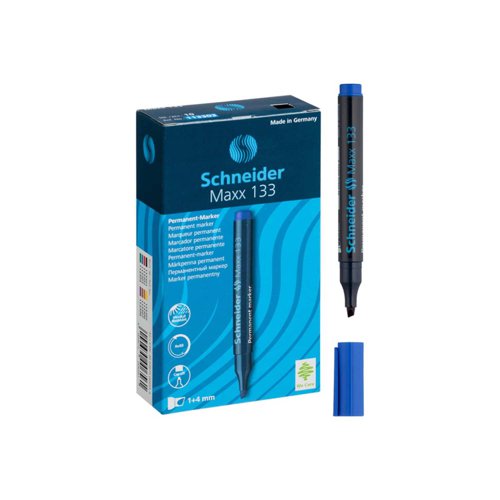 Schneider Maxx 133 - Chisel tip Permanent Marker, Blue, Recycled Barrel - 113303 - 113303