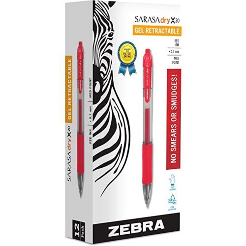Zebra Jimnie gel rollerball,  Box of 12 Red 0.7 - 1165XRD
