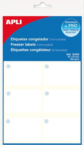 APLI Freezer Labels White 53x34mm, Pack of 60