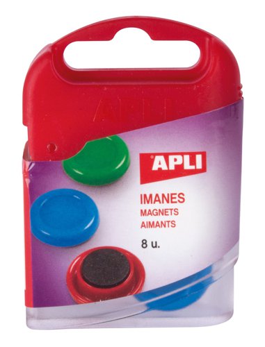 APLI Circular Power Magnets Pack of 8 Assorted Colours