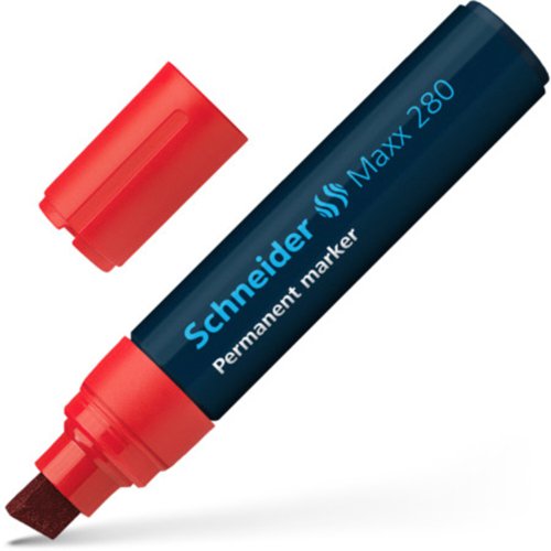 Schneider  Maxx 280 Jumbo Permanent Marker, 12mm Chisel Point box of 5 Red- 128002