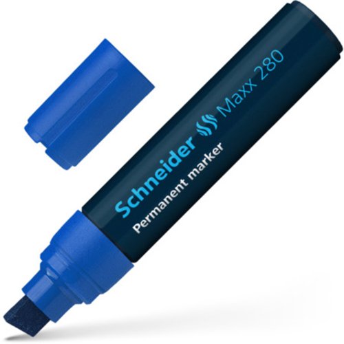 Schneider  Maxx 280 Jumbo Permanent Marker, 12mm Chisel Point box of 5 Blue - 128003