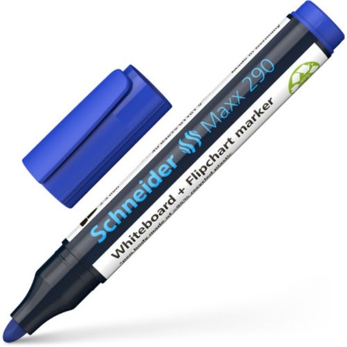 Schneider Maxx 290 - Dual Purpose Drywipe/Flipchart, Cap Off Marker Blue, Recycled Barrel - 129003
