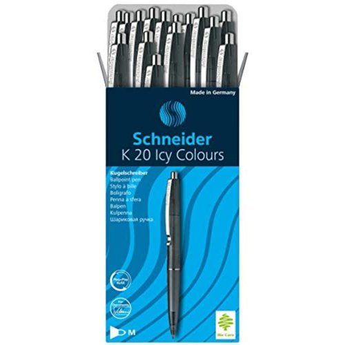 Schneider K20  ICY Retractable Metal Clip Ballpen Black - 132001