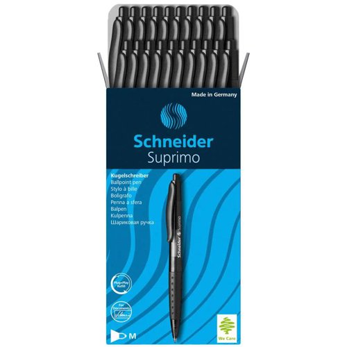 Schneider Suprimo Retractable Ballpen with Rubber Grip Black - 135601