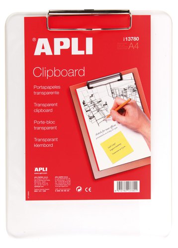 APLI A4 Transparent Rigid Acrylic Clipboard 