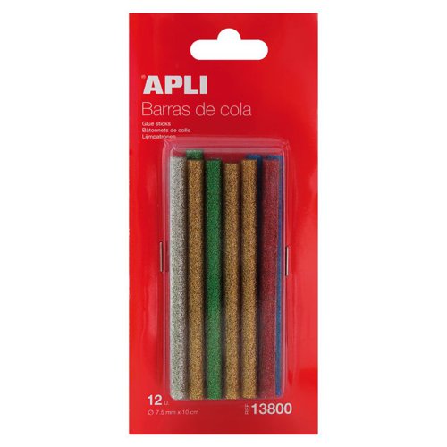 APLI 20W Glue Gun Glitter Sticks 3D, 7.5mm, 5 Asstd, 5 Pack