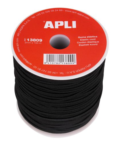 APLI Spool of Black Elastic Cord, 2mm x 100m - 13809