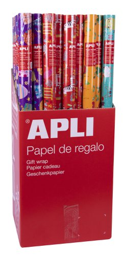 APLI Giftwrap Paper in Roll, 2mx70cm, Childrens Designs, 5 Asstd. Box 55 Rolls