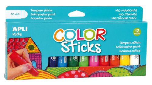 APLI Kids Twist Up Tempera Paint Colour Sticks 12pk Hang carded