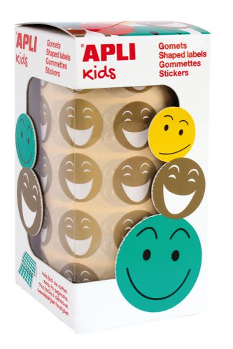 APLI Gold Smiley Face FSC Labels, 24mm, 900 on Roll