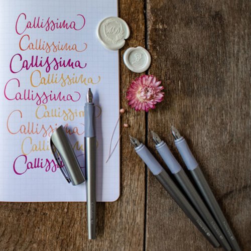 Schneider Callissima Calligraphy & Writing Fountain Pen Gift Set - Anthracite Gift Set contains  3 Nibs & Coloured Ink cartridges - 143812