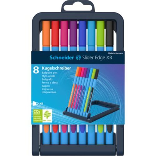 Schneider ECO Slider Edge Primary Pen XB, Case of 8 Asstd Colours