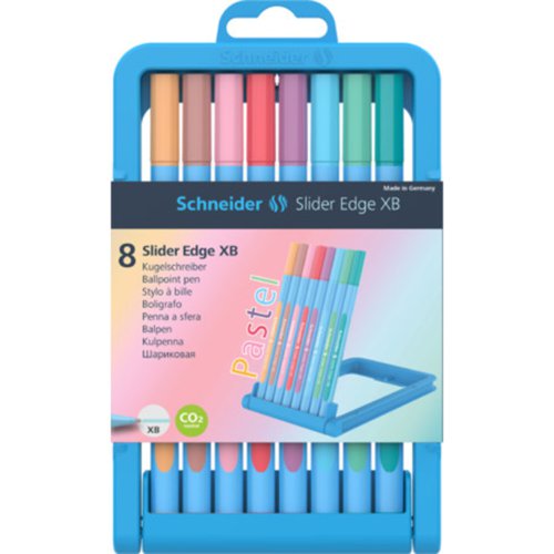 Schneider ECO Slider Edge Pastel Pen XB, Case of 8 Asstd Colours