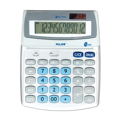 Milan Jumbo Desk Calculator; 12 Digit; Extra Large & Tilt Screen Pk 4 - 152512BL