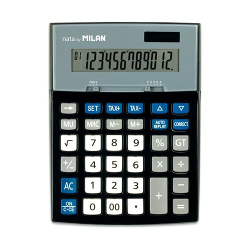Milan Jumbo Desktop 12 digit Office Calculator; Check & Correct functions Pk 3