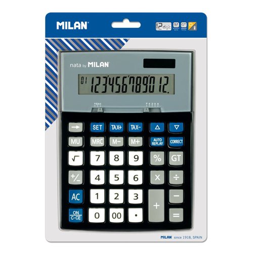 Milan Jumbo Desktop 12 digit Office Calculator; Check & Correct functions Pk 3 - 153012BL