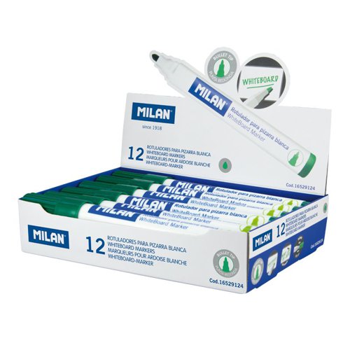 Milan Drywipe Whiteboard Markers; Large Bullet Point - Green  ( Box 12 )