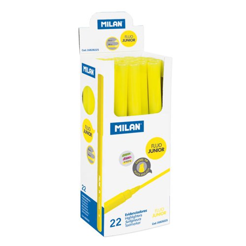 Milan Flou Yellow Slimline 1-4mm Chisel Tip Highlighter; Pk22
