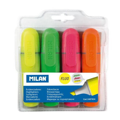 Milan Wallet of 4 Colours; Chisel Tip Highlighters. Pk 6