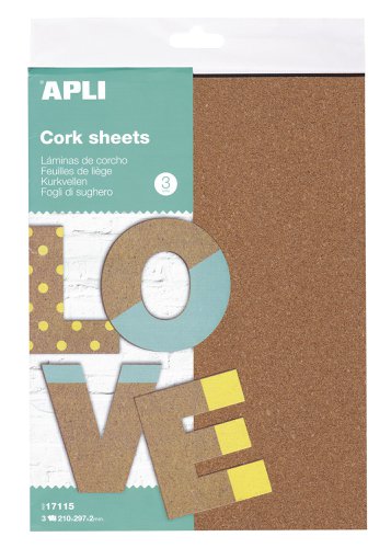 APLI Crafting A4 Cork Sheets 3pk