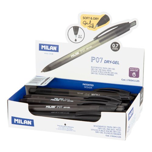 Milan Dry-Gel Smoothwriter Ball Point Pen - Black (Box 25 )