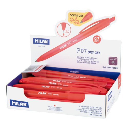 Milan Dry-Gel Smoothwriter Ball Point Pen - Red (Box 25 )