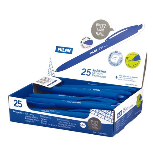 Milan P07 touch ballpen pen; Box 25 Blue