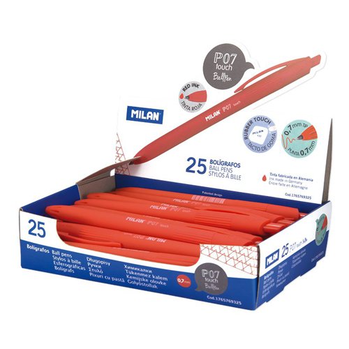 Milan P07 touch ballpen pen; Box 25 Red