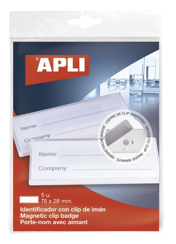 APLI ID Badge 75x28mm Magnetic Clip Badge, 5pk Carded