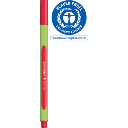 Schneider Line- Up Rubberised Triangular Bioplastic Fineliner, Metal Tip 0.4mm Red.  (Worlds first Biodegradable Fineliner) - 191002