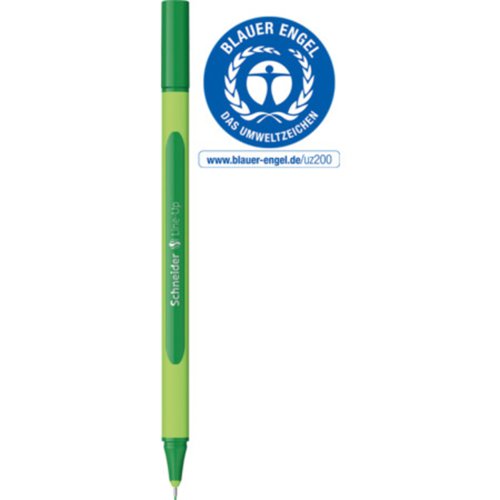 Schneider Line- Up Rubberised Triangular Bioplastic Fineliner, Metal Tip 0.4mm Green.  (Worlds first Biodegradable Fineliner) - 191004