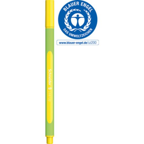 Schneider Line- Up Rubberised Triangular Bioplastic Fineliner, Metal Tip 0.4mm Yellow.  (Worlds first Biodegradable Fineliner) - 191005