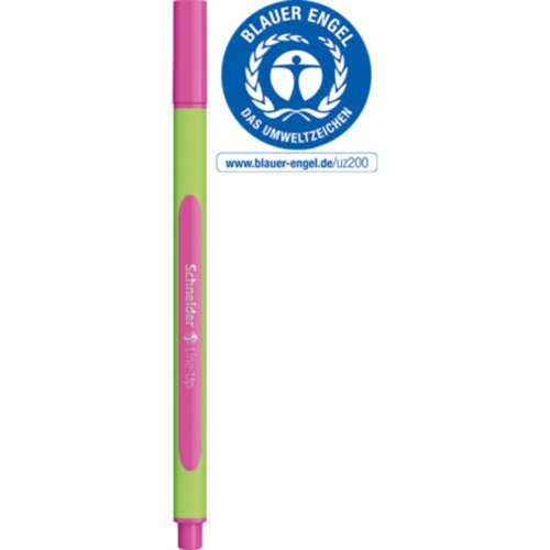 Schneider Line- Up Rubberised Triangular Bioplastic Fineliner, Metal Tip 0.4mm Pink.  (Worlds first Biodegradable Fineliner) - 191009