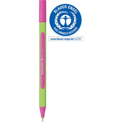 Schneider Line- Up Rubberised Triangular Bioplastic Fineliner, Metal Tip 0.4mm Pink.  (Worlds first Biodegradable Fineliner) - 191009