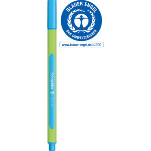 Schneider Line- Up Rubberised Triangular Bioplastic Fineliner, Metal Tip 0.4mm Light Blue.  (Worlds first Biodegradable Fineliner) - 191010