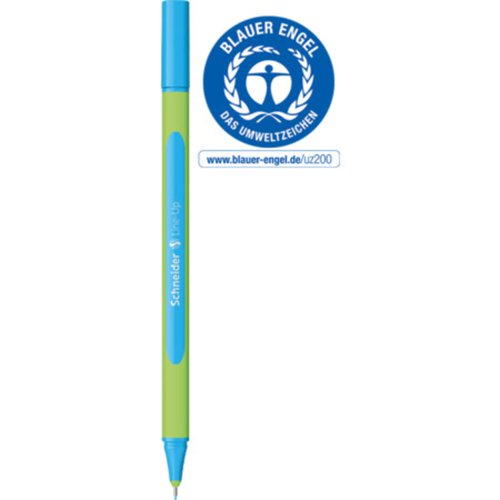 Schneider Line- Up Rubberised Triangular Bioplastic Fineliner, Metal Tip 0.4mm Light Blue.  (Worlds first Biodegradable Fineliner) - 191010