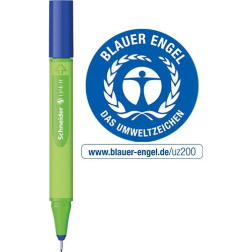 Schneider Link-it Biodegradable Fineliner Pen Blue. (Clicks together with any other Link-it pen or Fineliner)