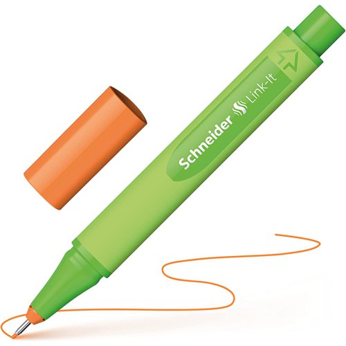 Schneider Link-it Biodegradable Fineliner Pen Orange. (Clicks together with any other Link-it pen or Fineliner)