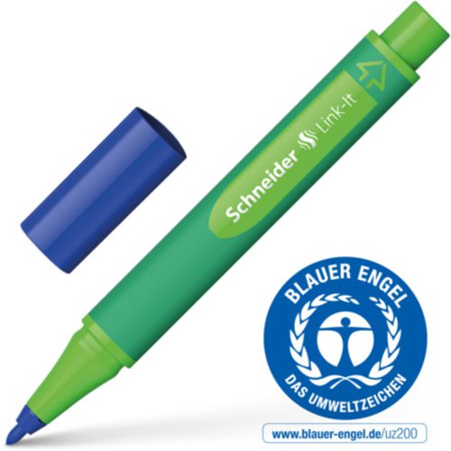 Schneider Link-it Biodegradable Fibre Tip Pen Blue. (Clicks together with any other Link-it pen or Fineliner)