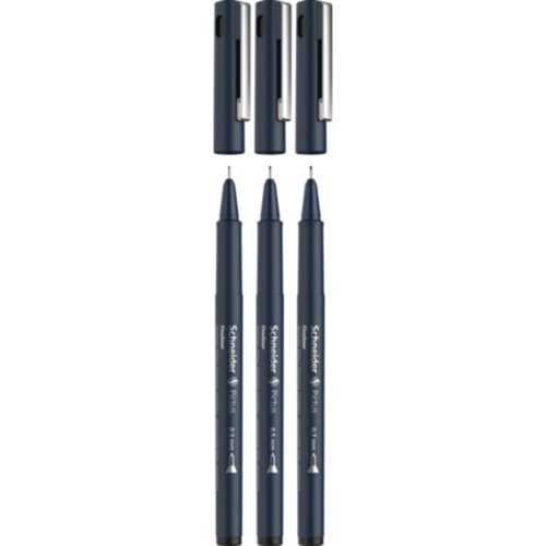 Schneider Pictus ECO Recycled Technical Drawing Pen, Wallet of 3 - 0.3 / 0.5 / 0.7mm Black - 197593