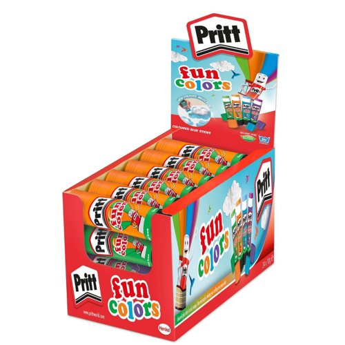 Pritt Glue Stick, Fun Colours Small 10g, 4 Asstd, Box 24