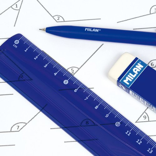 Milan Super Flexi 30cm Ruler Blue Pk12 - 353801